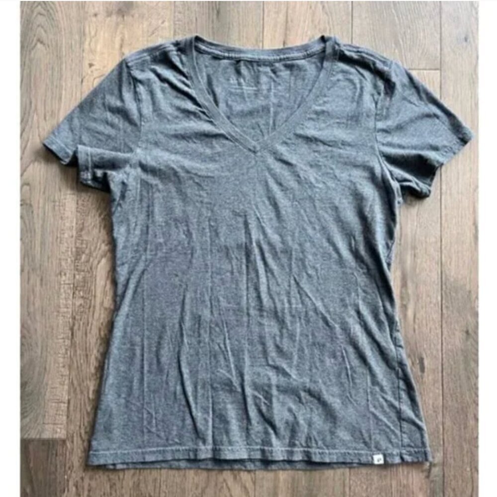 Pact Organic Cotton V-Neck T-Shirt Size XS Gray Softspun Lounge Casual Active